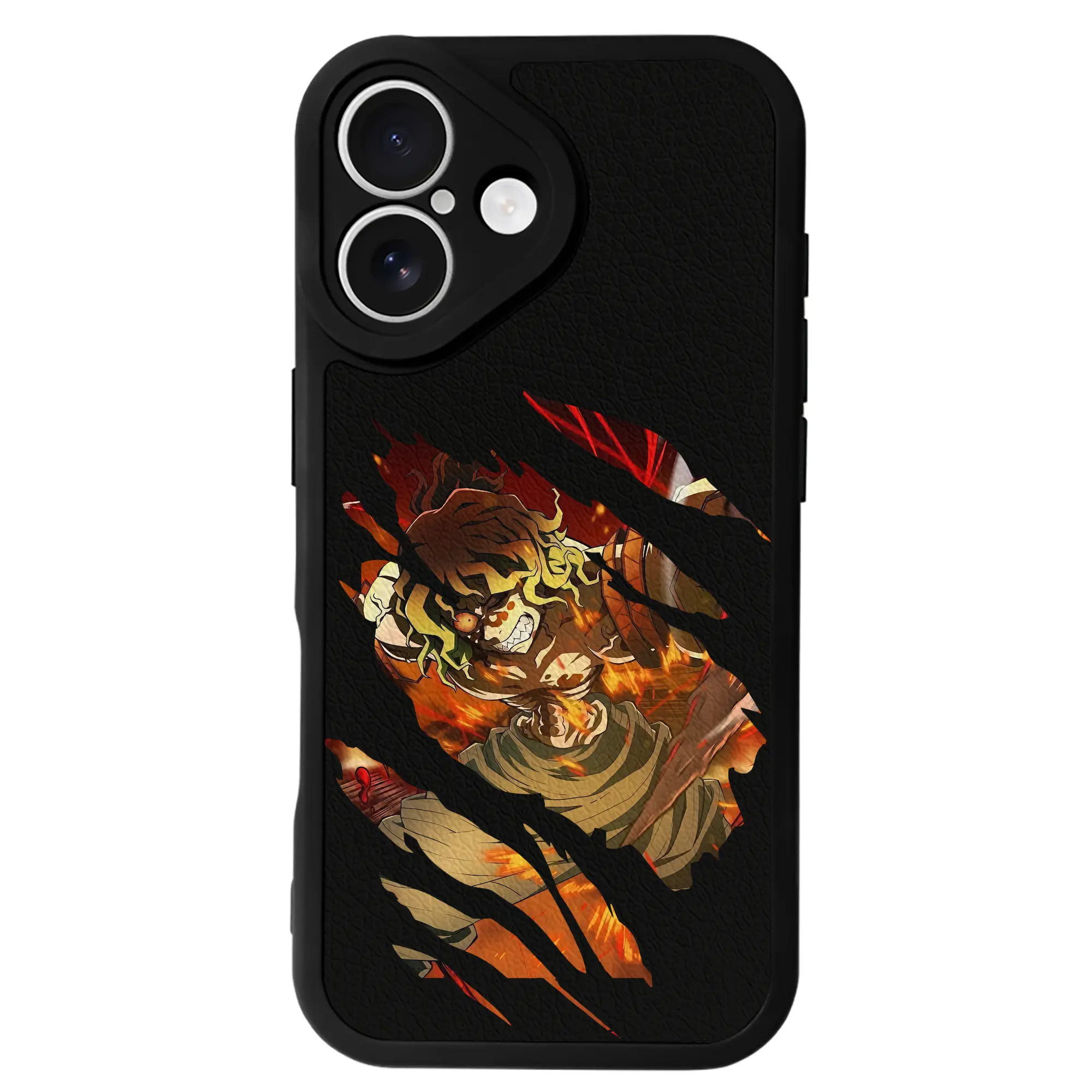 鬼滅の刃 グッズ,妓夫太郎 - IPhone 16シリーズ対応 ・ シリコンスマホケース ・ レザー調 ・ 高精度フィット ・ 耐衝撃 ・ ワイヤレス充電対応 ・ 精密カット